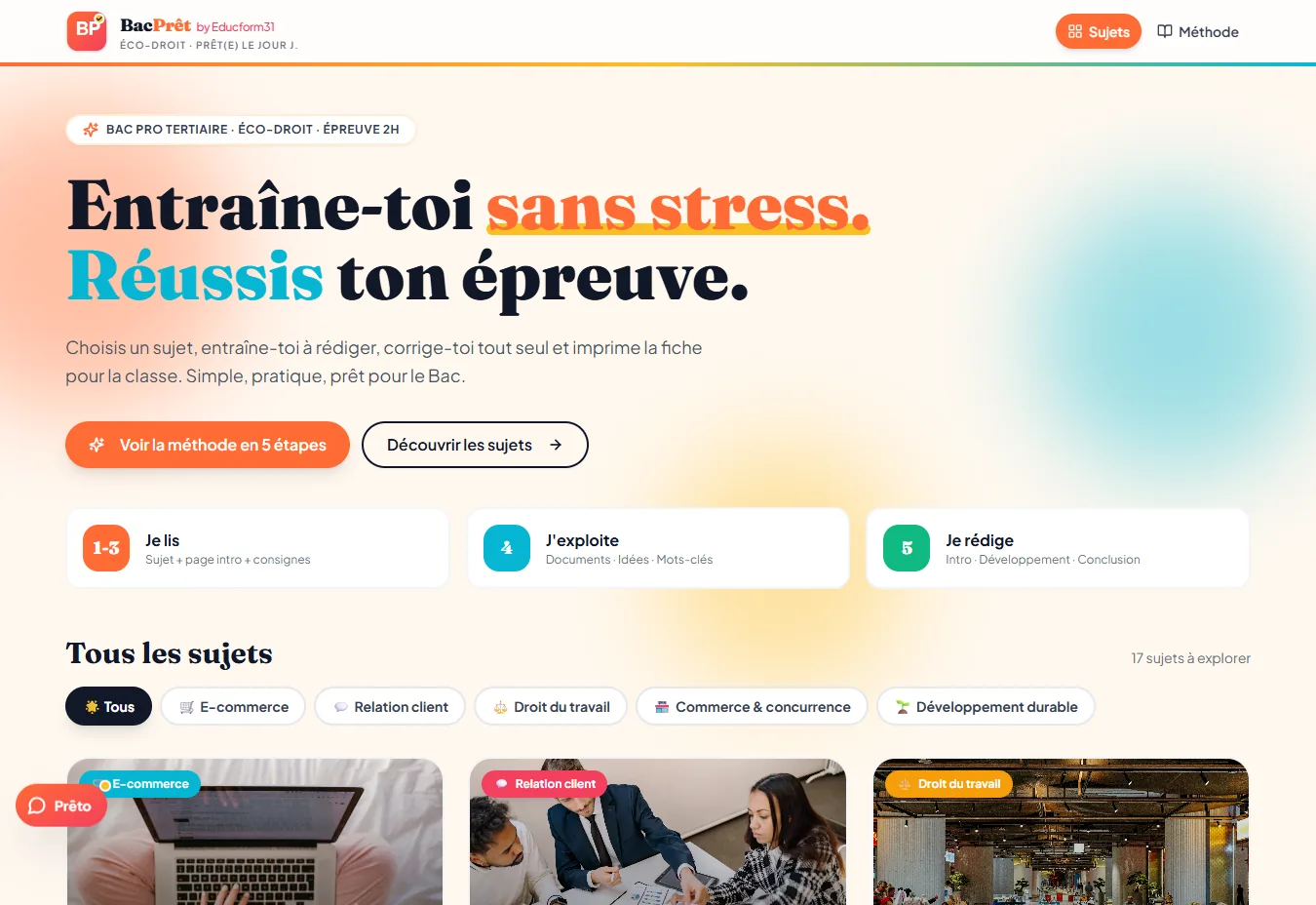 Interface de BacPrêt