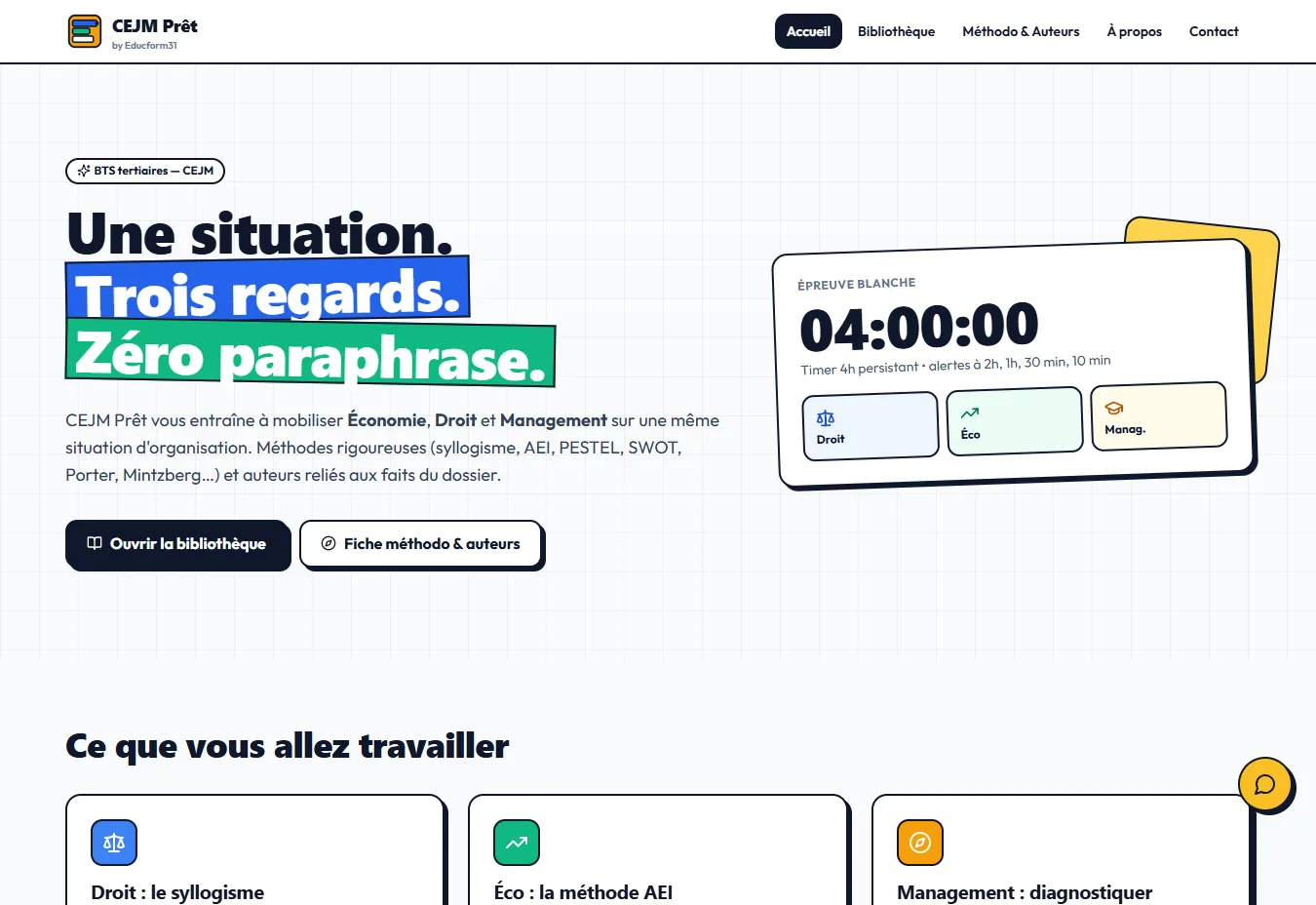 Interface de CEJM Prêt