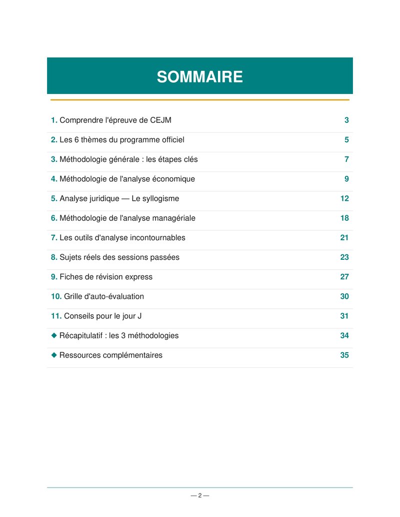 Réussir l'épreuve de CEJM — Guide Méthodologique Complet - page 2